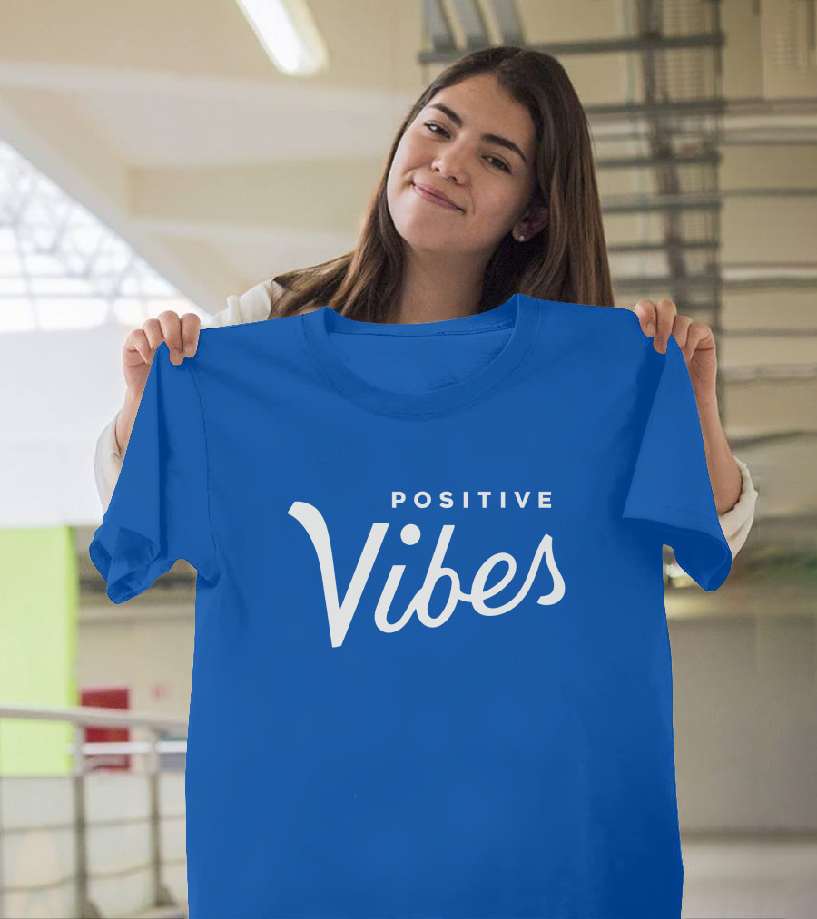 Olympiasports Positive Vibes Michael Schwab Blue Typography T-Shirt