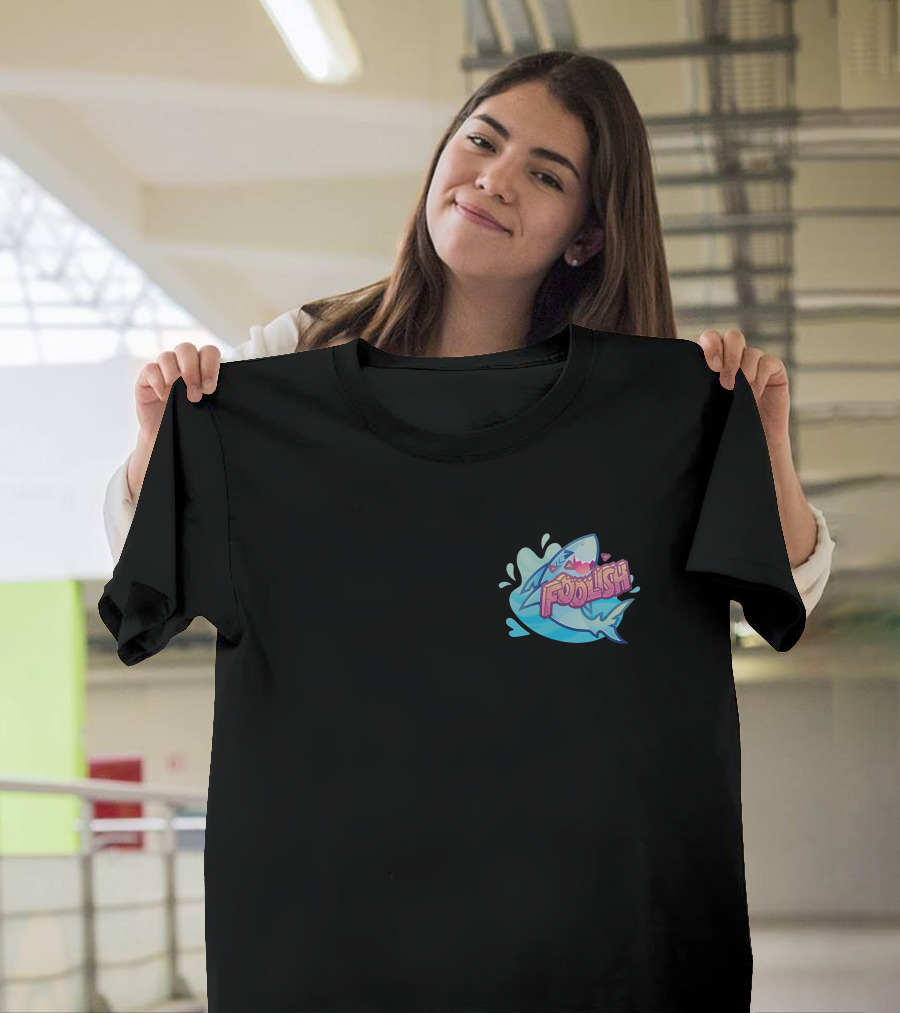 Foolish Gamers Shark with Blue Splash and Mountains T-Shirt