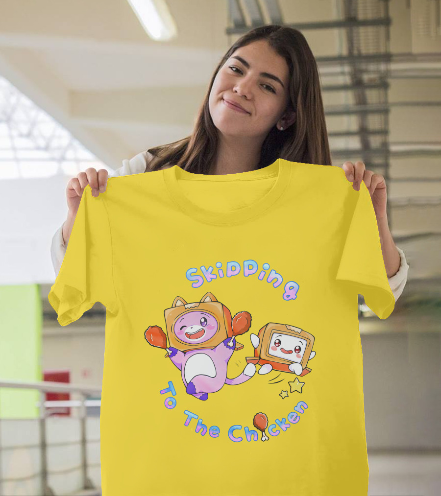LankyBox Merch Skipping To The Chicken with Boxy and Foxy Characters T-Shirt