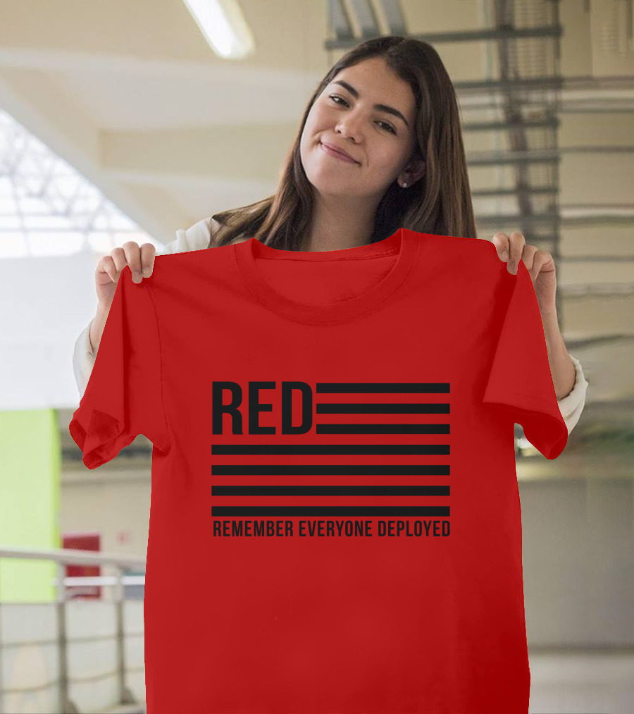 Karma Girl RED Remember Everyone Deployed USA Flag T-Shirt