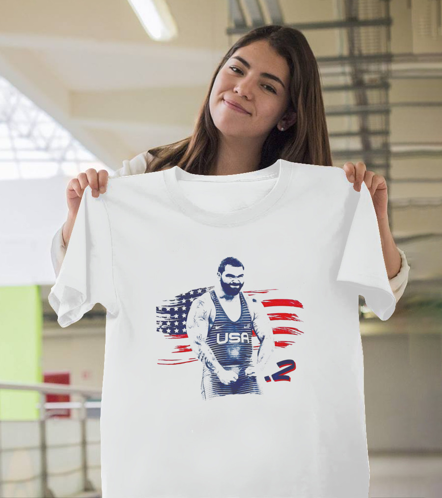 Big Cat Gable Steveson USA Wrestler with American Flag T-Shirt