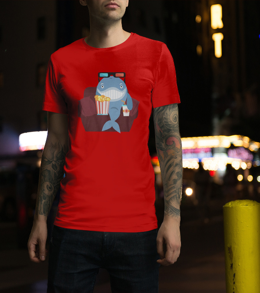 Pete G Whales Popcorn 3D Glasses Cinema T-Shirt