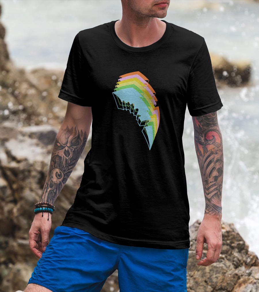 Jauz Merchandise Heybitethis Rainbow Lightning Bolt T-Shirt