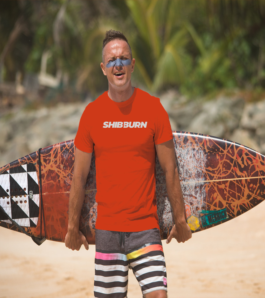 Shibburn Cryptocurrency Concept Bold White Text On Vibrant Orange Background T-Shirt