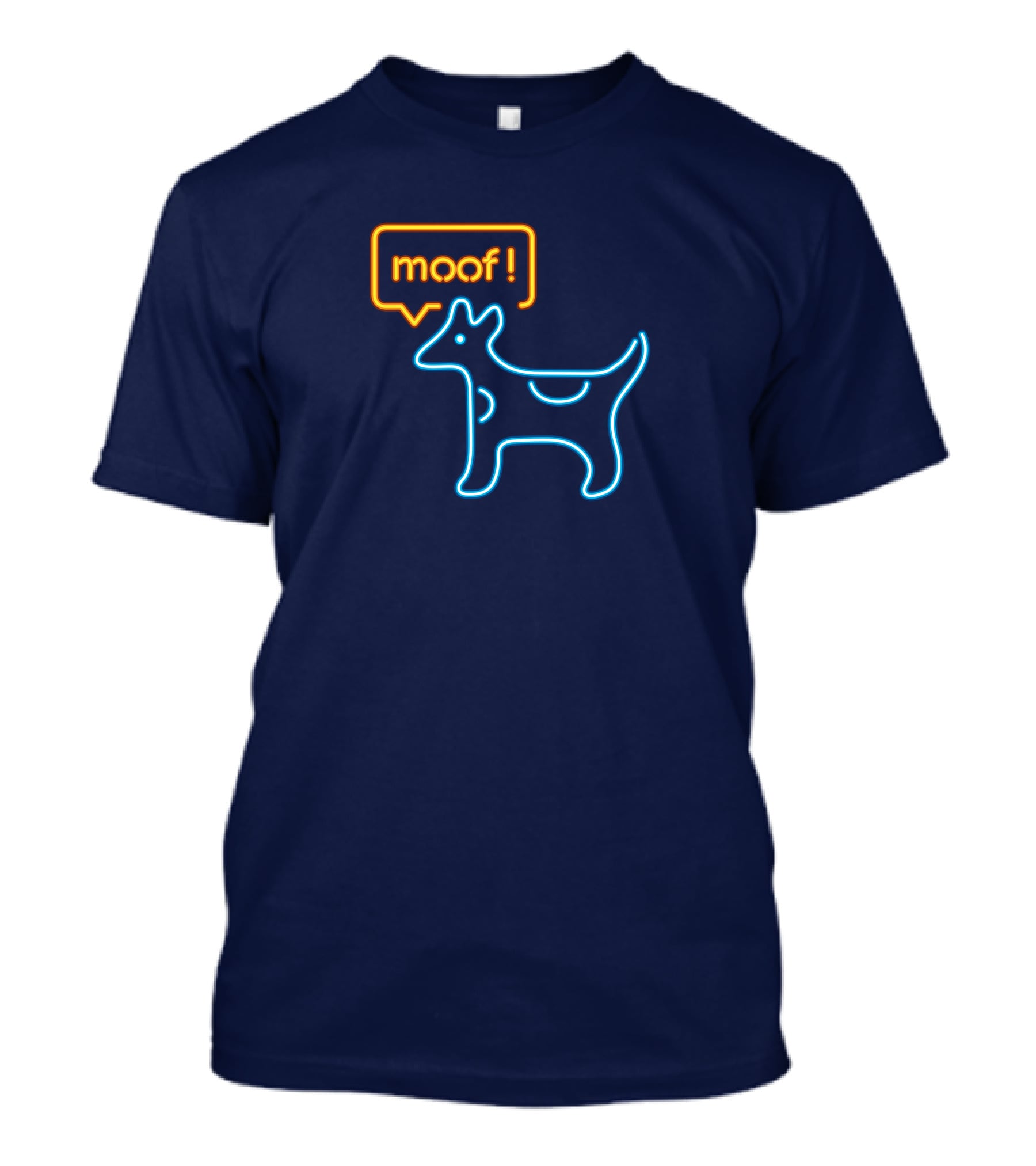 Bureau W W Dog Moof Ged Maheux Cow Neon Outline T-Shirt