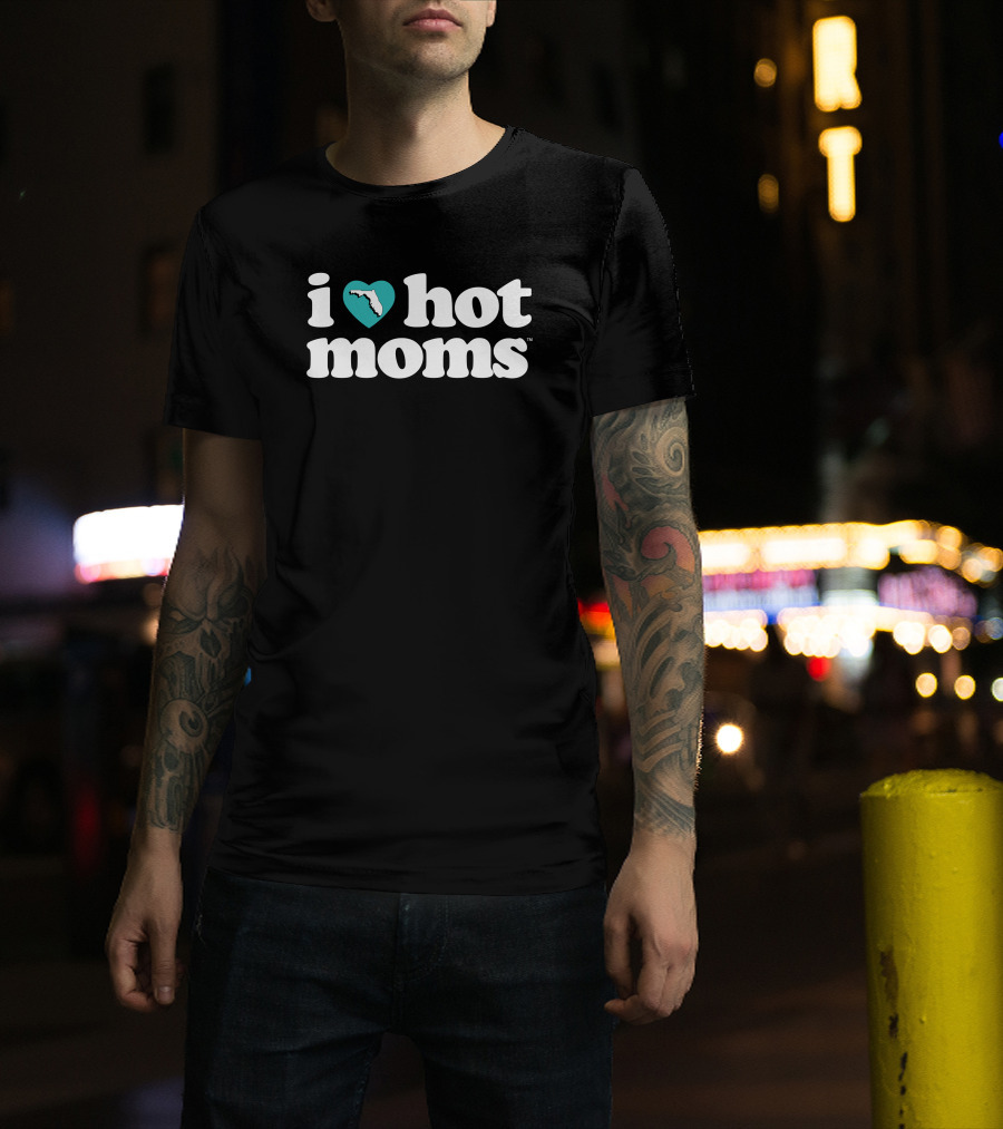 I Love Hot Mom Florida Charity Heart Shape Icon Map T-Shirt