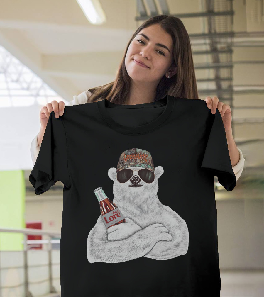 Crosswater Hardlore Polar Bear With Sunglasses And Soda Bottle T-Shirt