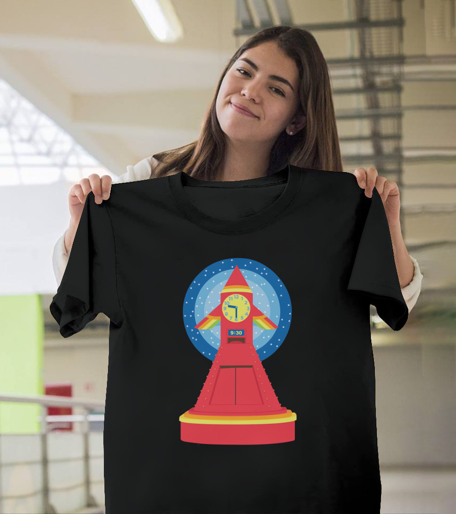 Rocket Clock with Colorful Timer and Starry Background T-Shirt
