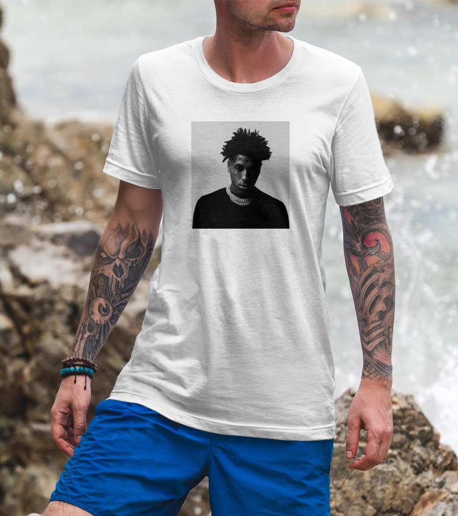 Youngboy Monochrome Portrait Black Sweater Chain T-Shirt