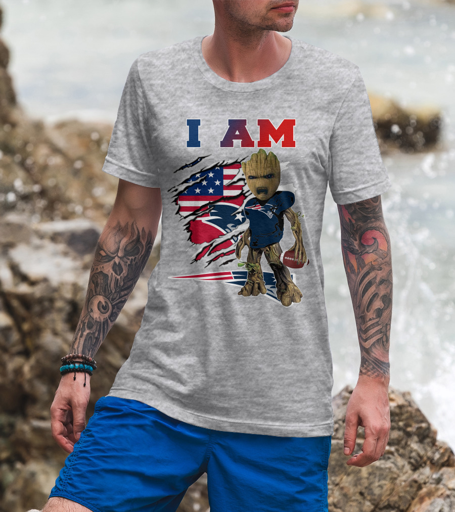 I Am Patriots Baby Groot Football Fan T-Shirt