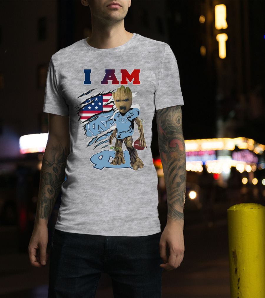I Am Groot North Carolina Tar Heels Football USA Flag T-Shirt
