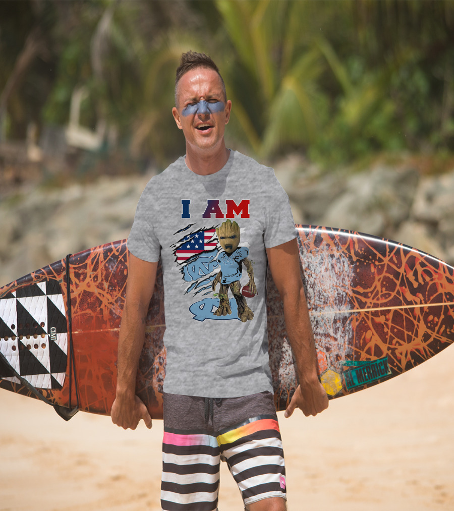 I Am Groot North Carolina Tar Heels Football USA Flag T-Shirt