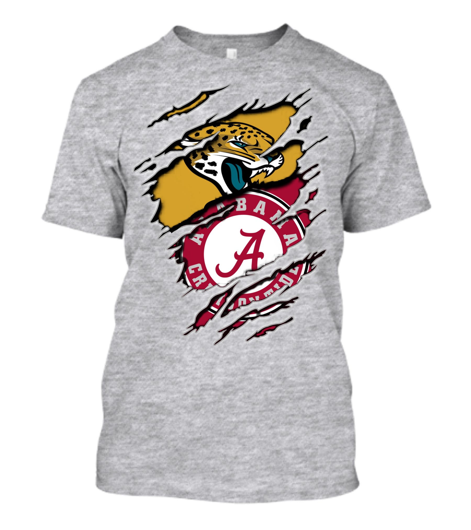 Alabama Crimson Tide And Jaguars Claw Logo Fusion T-Shirt