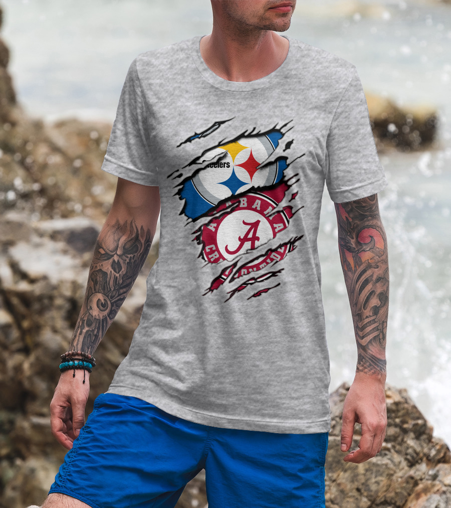 Alabama Crimson Tide Steelers Logo Crossover T-Shirt