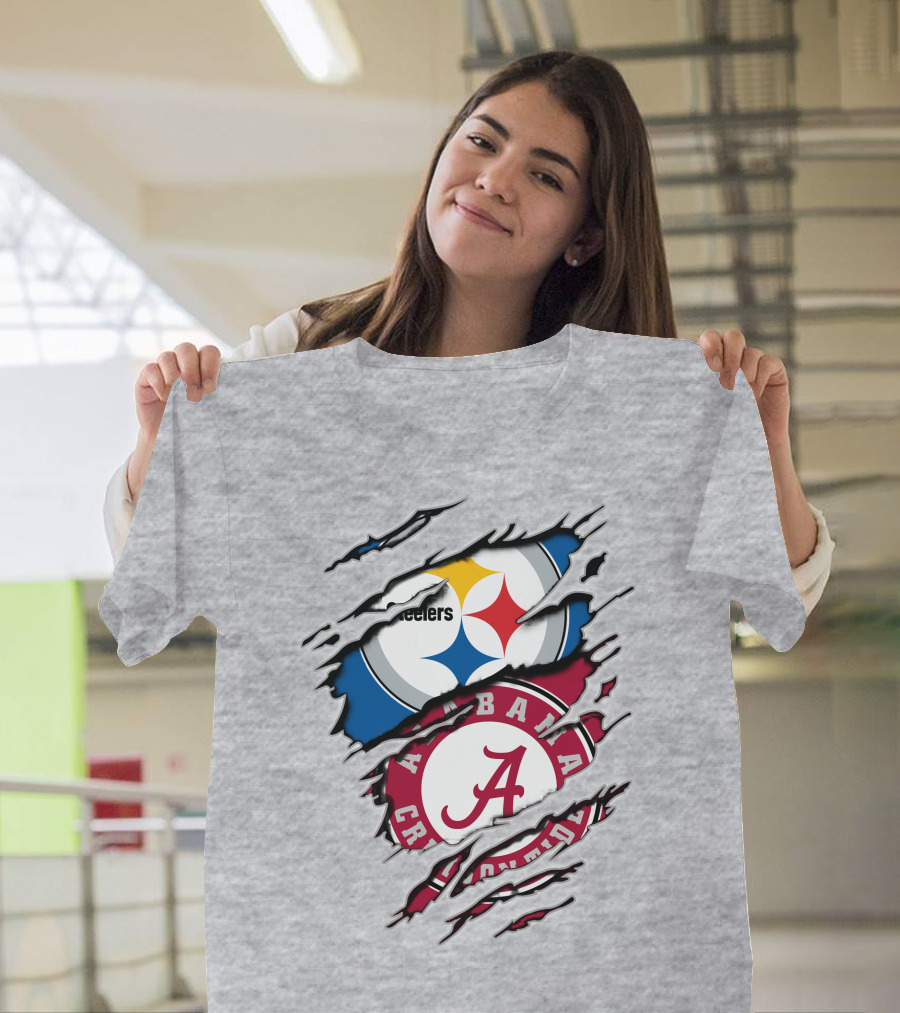 Alabama Crimson Tide Steelers Logo Crossover T-Shirt