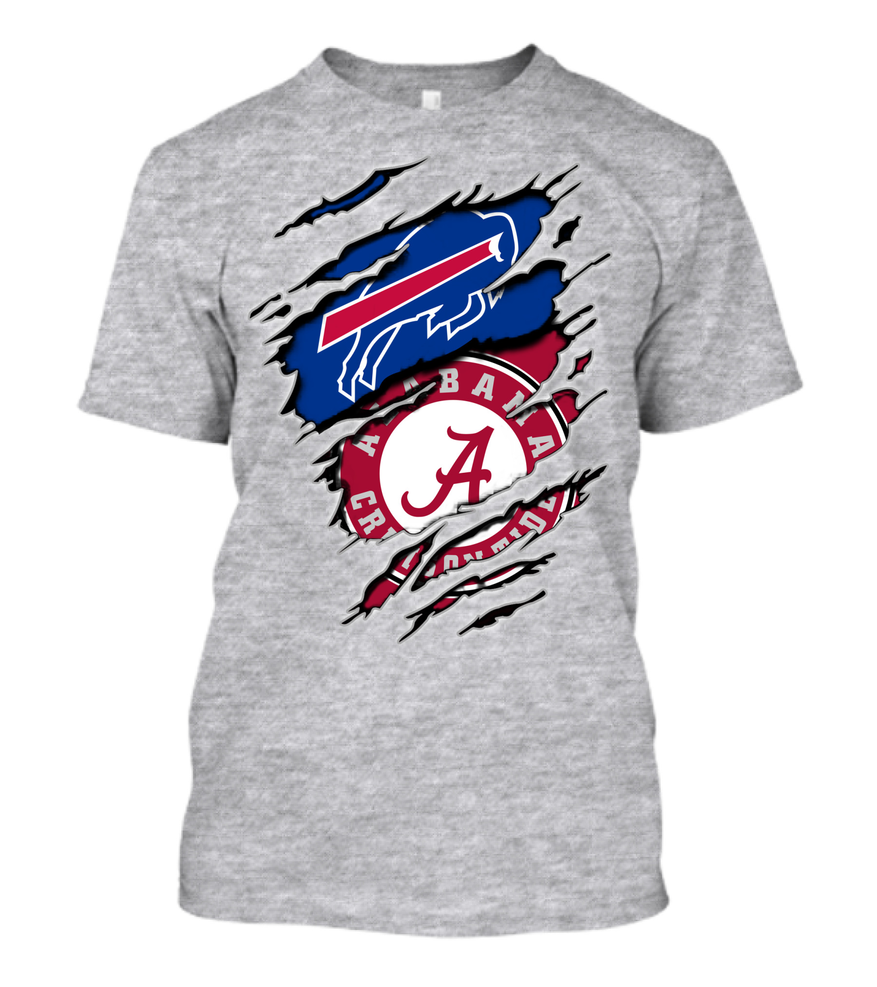 Buffalo Bills Alabama Crimson Tide Torn Logo Mashup T-Shirt