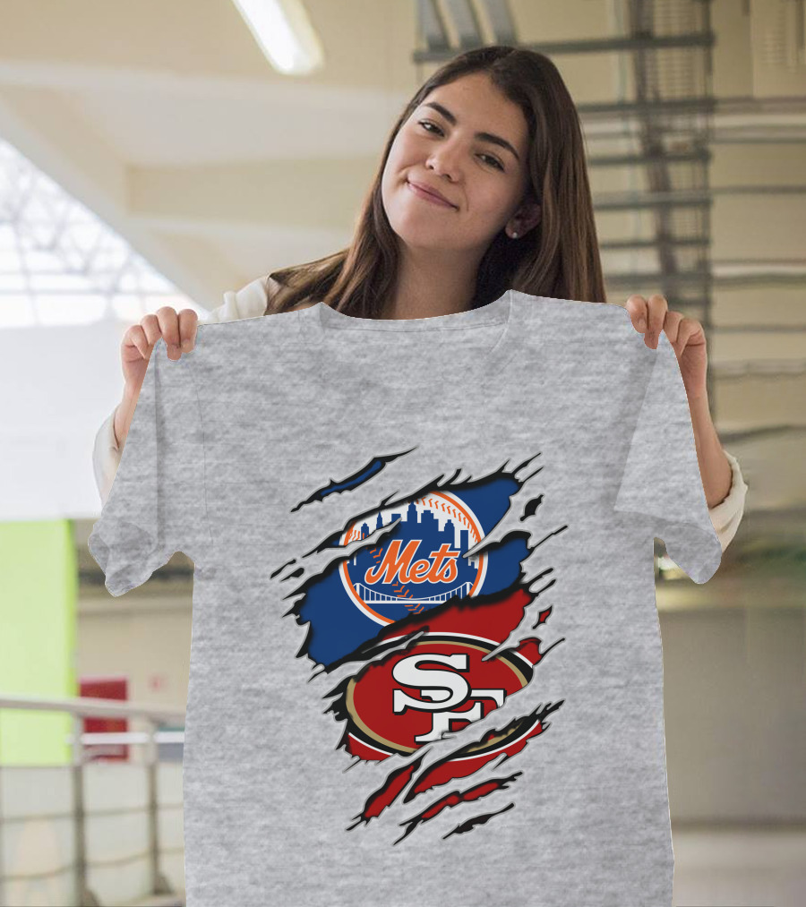 Mets 49ers Dual Team Logo Fusion T-Shirt