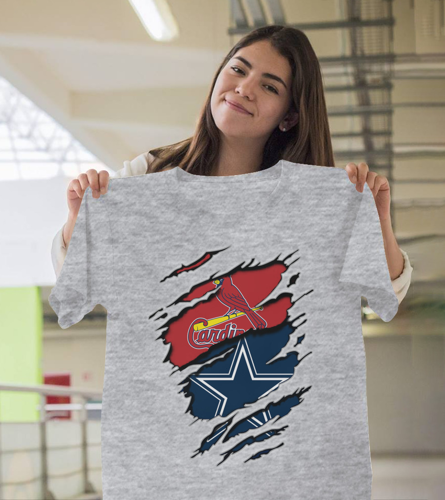 Cardinals And Cowboys Team Spirit Fusion T-Shirt