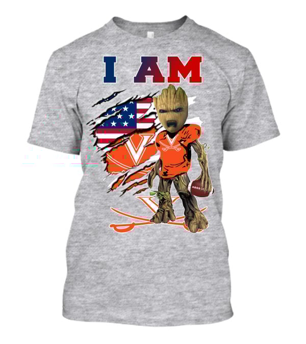 I Am Groot Virginia Cavaliers Football Usa Flag T-Shirt