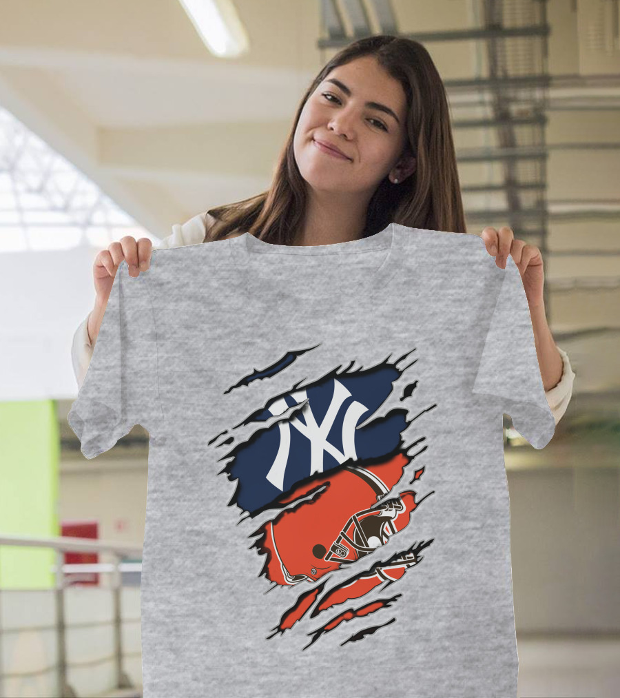 New York Yankees Cleveland Browns Fusion T-Shirt