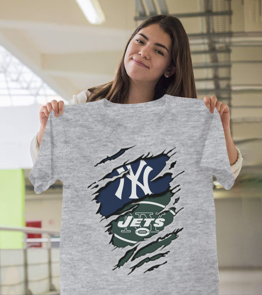 Yankees Jets Logo Mashup Sports T-Shirt