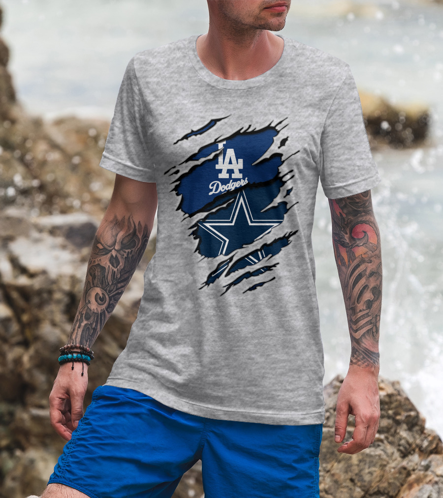 Los Angeles Dodgers Dallas Cowboys Logo Fusion T-Shirt