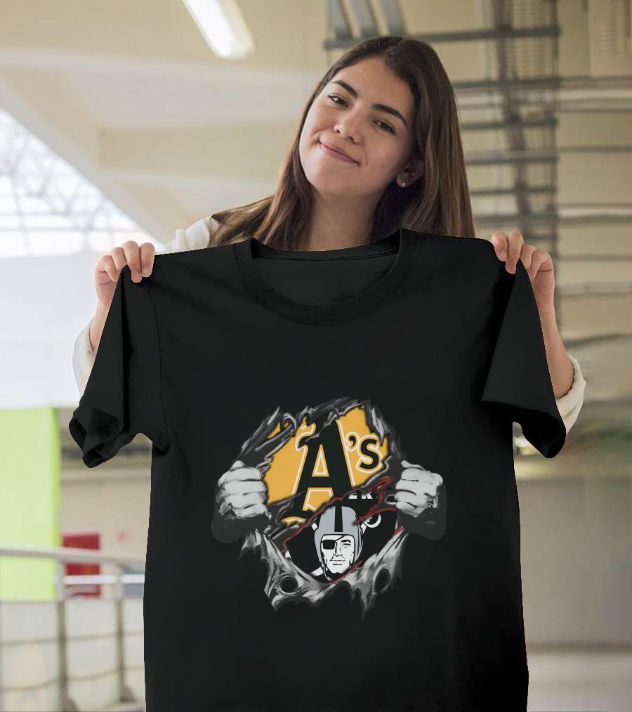 Raiders A's Fusion Logo With Torn Effect T-Shirt