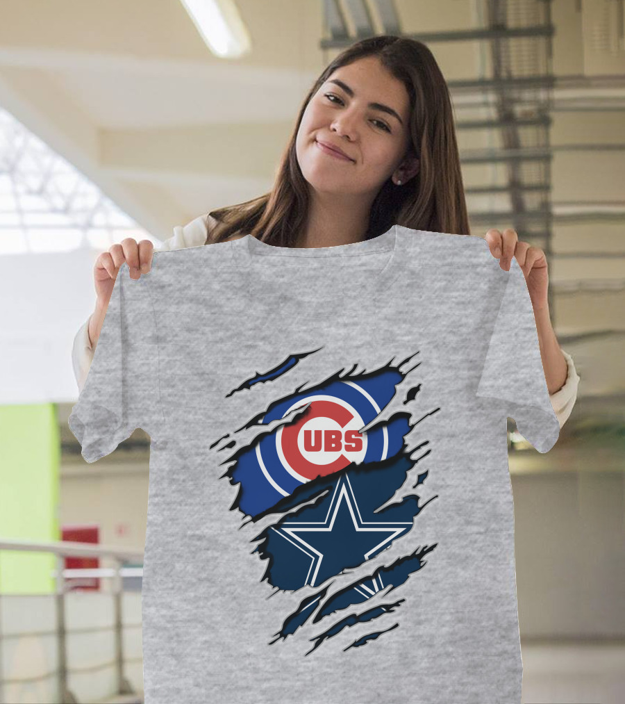 Cubs And Cowboys Fan Symbol Fusion T-Shirt