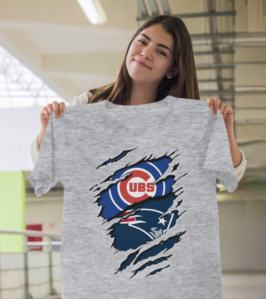 Cubs Patriots Logo Mashup Fan T-Shirt