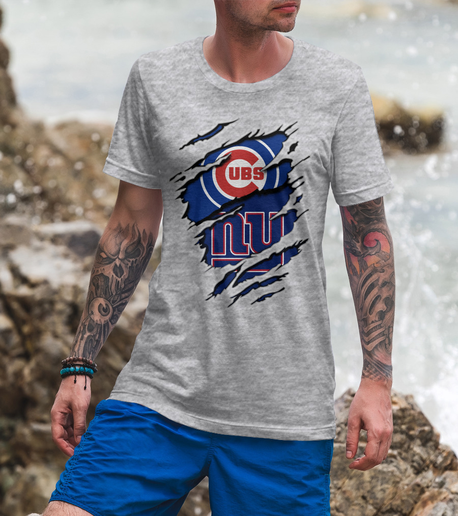 Cubs Giants Logo Fusion Ripped T-Shirt