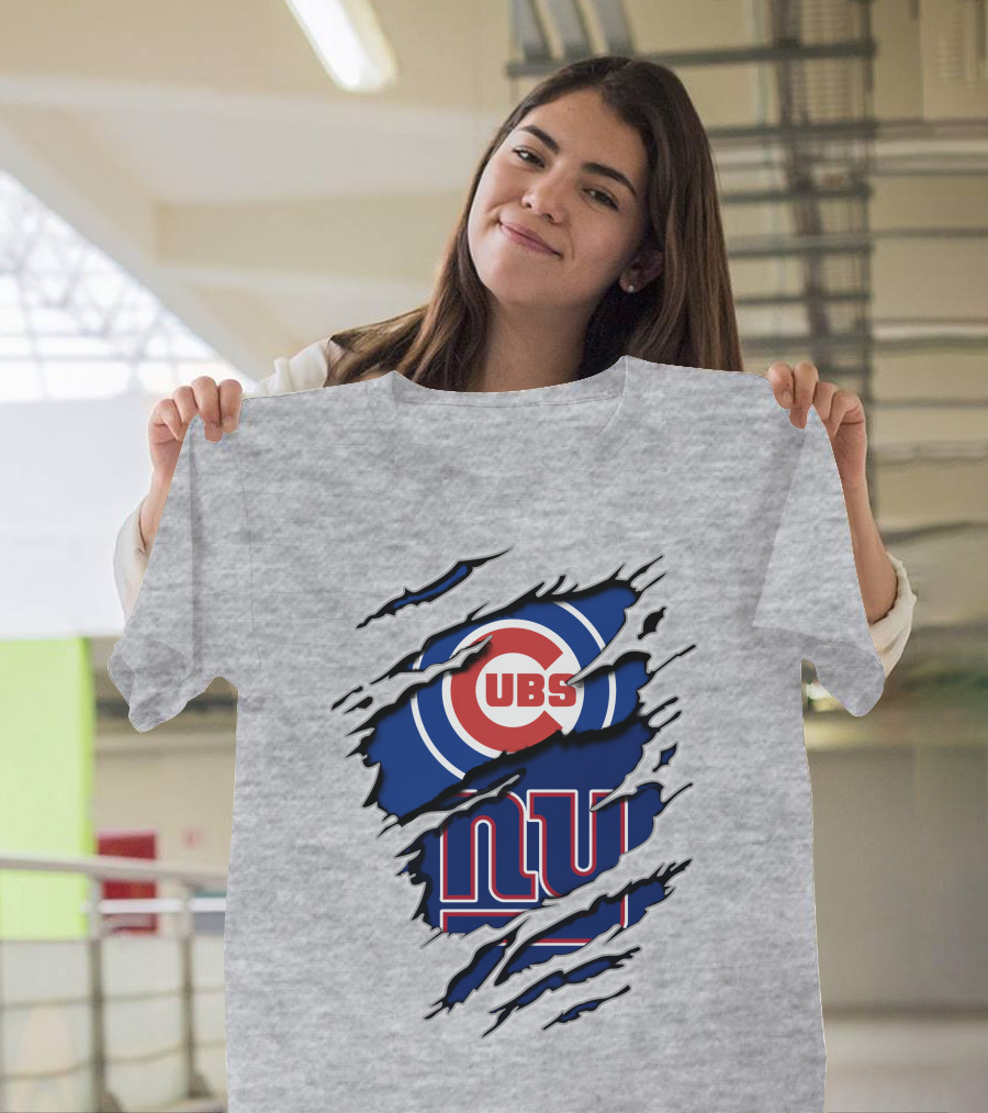 Cubs Giants Logo Fusion Ripped T-Shirt