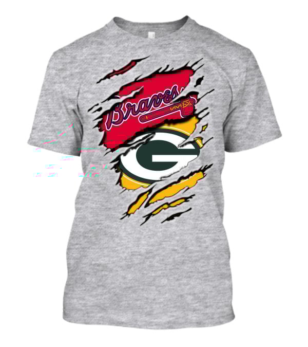 Braves Packers Torn Logo Mashup T-Shirt