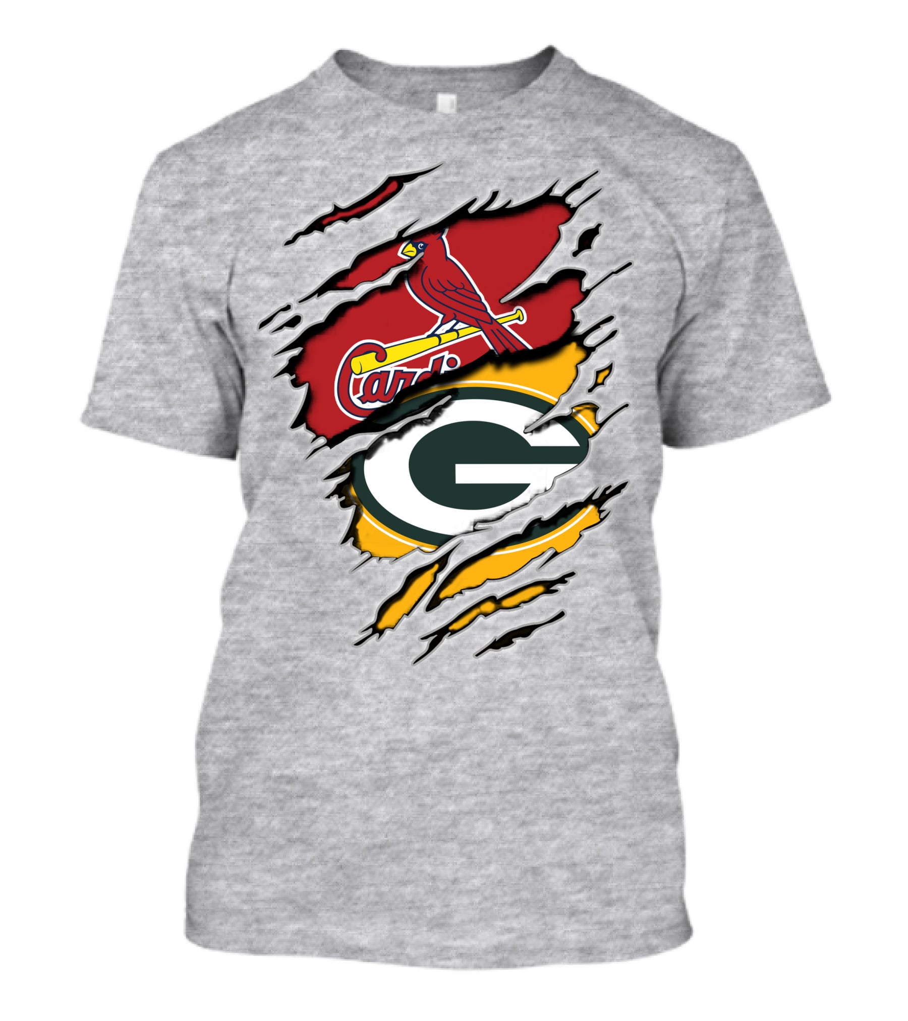 Green Bay Packers And St. Louis Cardinals Logo Fusion T-Shirt