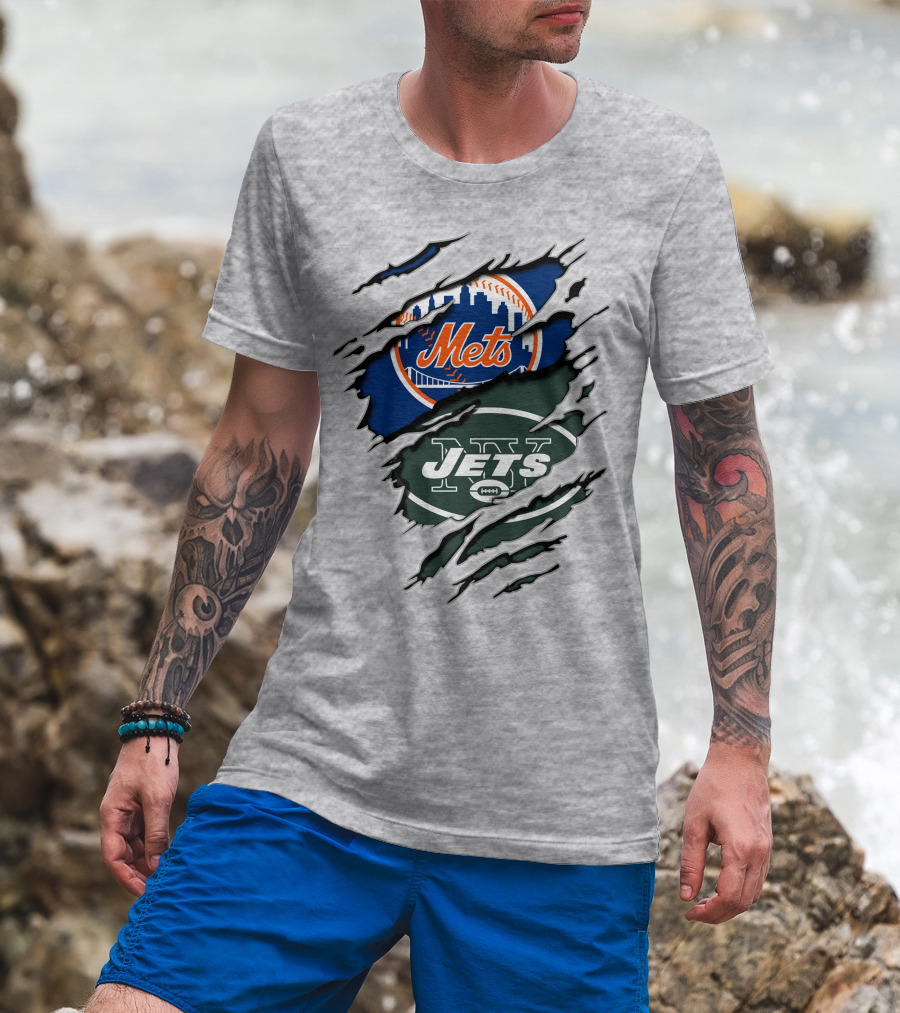 Mets Jets Claw Marks Scratch T-Shirt