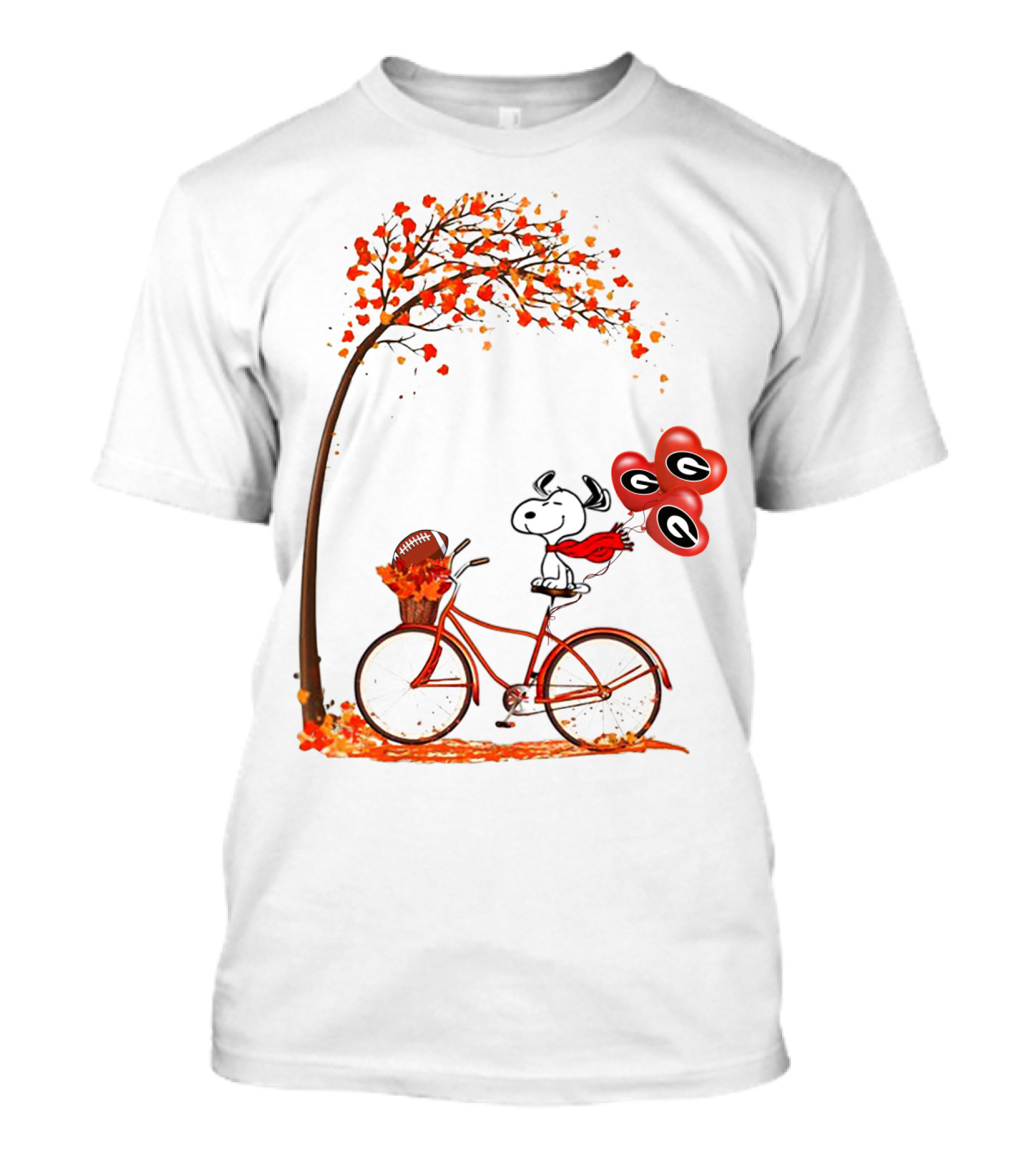 Snoopy Georgia Football Fall Bicycle Balloons T-Shirt
