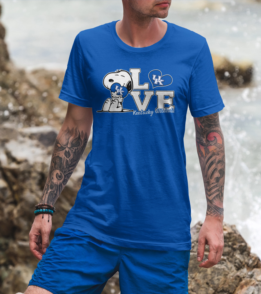 Love Kentucky Wildcats Snoopy Uk Heart T-Shirt