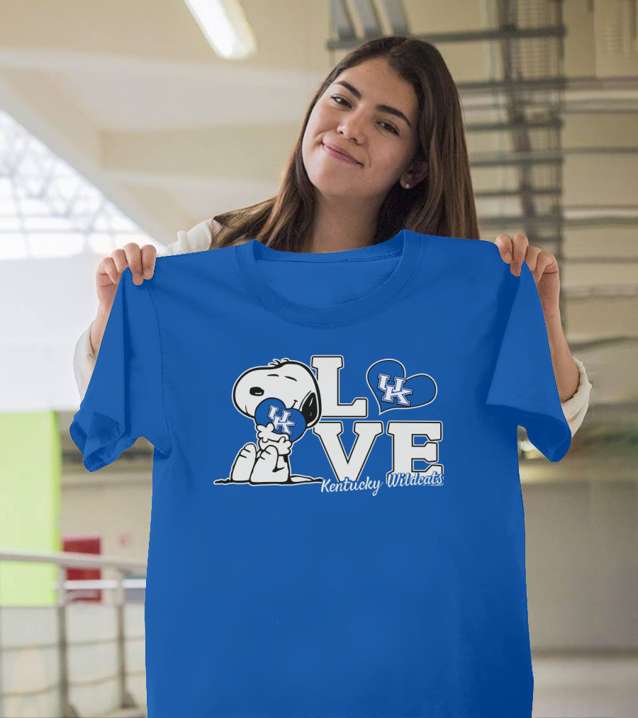 Love Kentucky Wildcats Snoopy Uk Heart T-Shirt