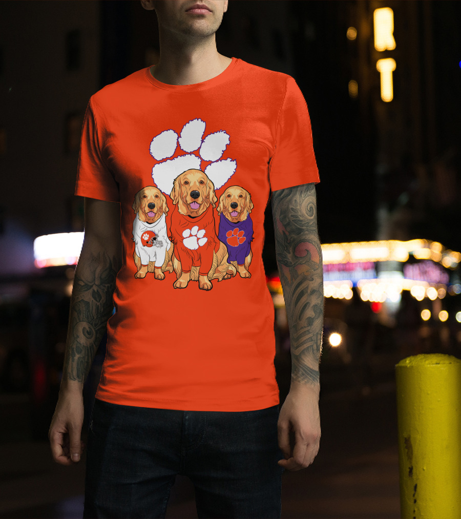 Clemson Tigers Golden Retrievers Trio T-Shirt