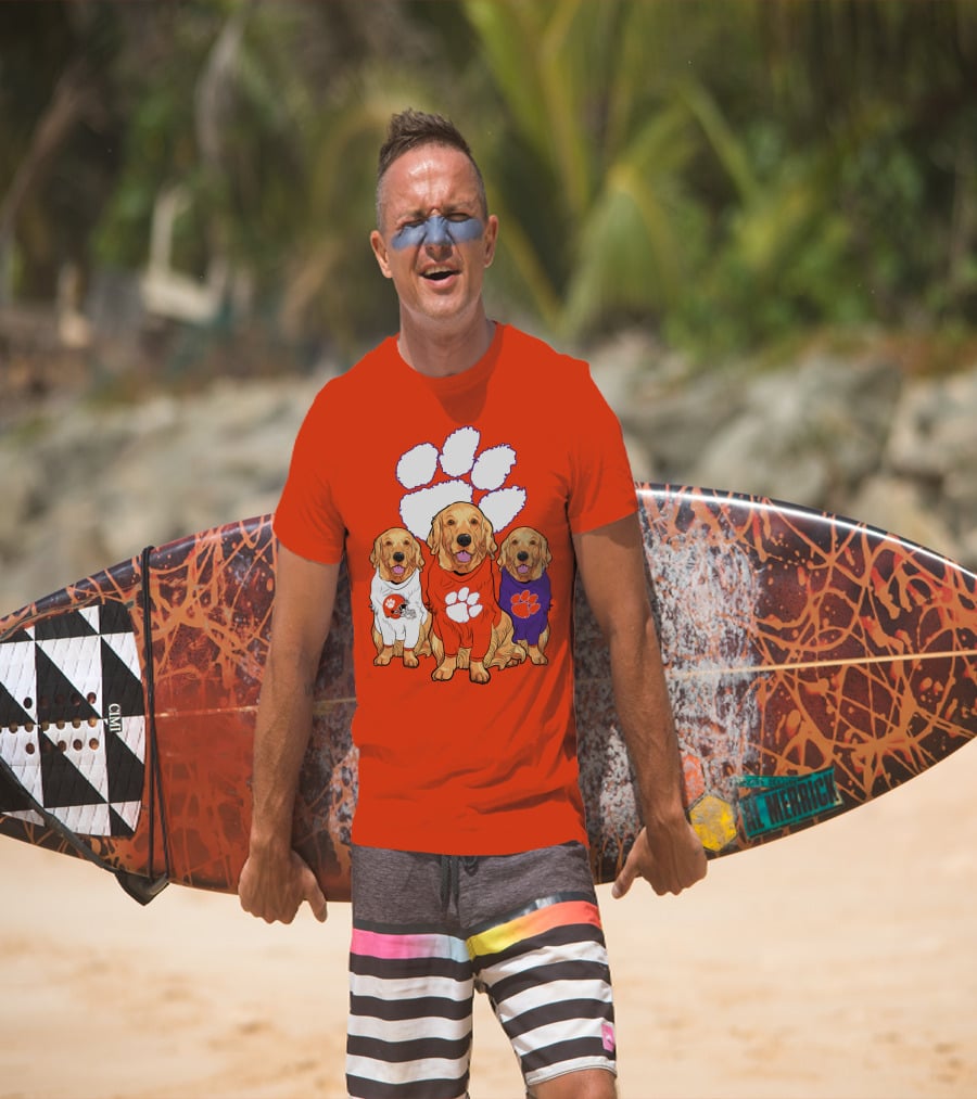 Clemson Tigers Golden Retrievers Trio T-Shirt