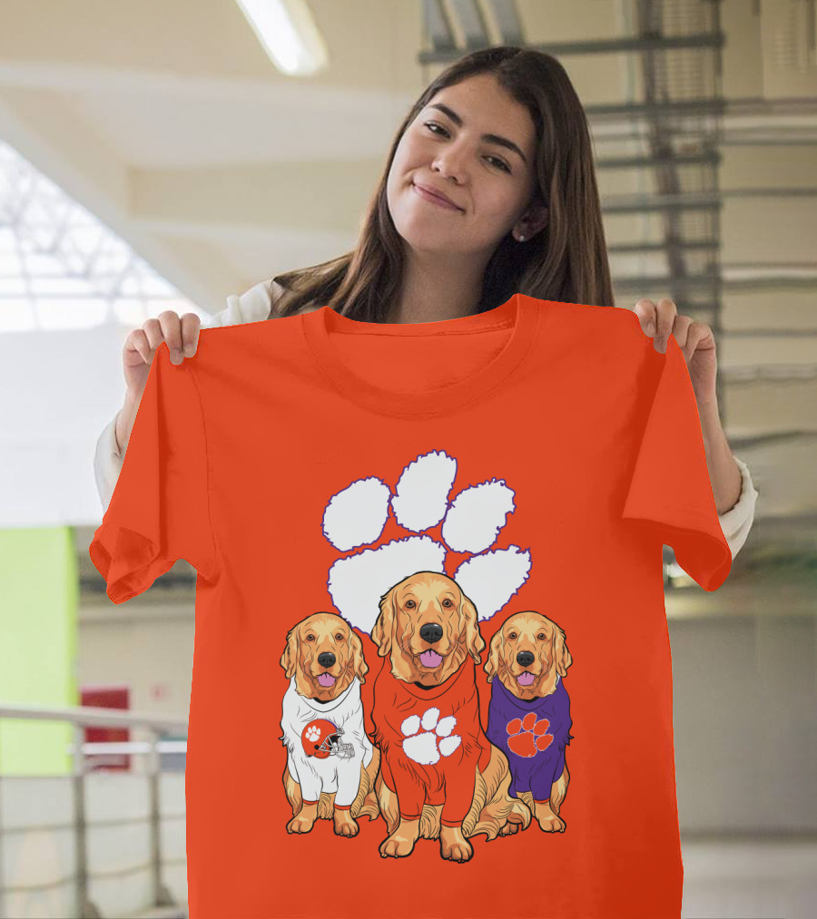 Clemson Tigers Golden Retrievers Trio T-Shirt