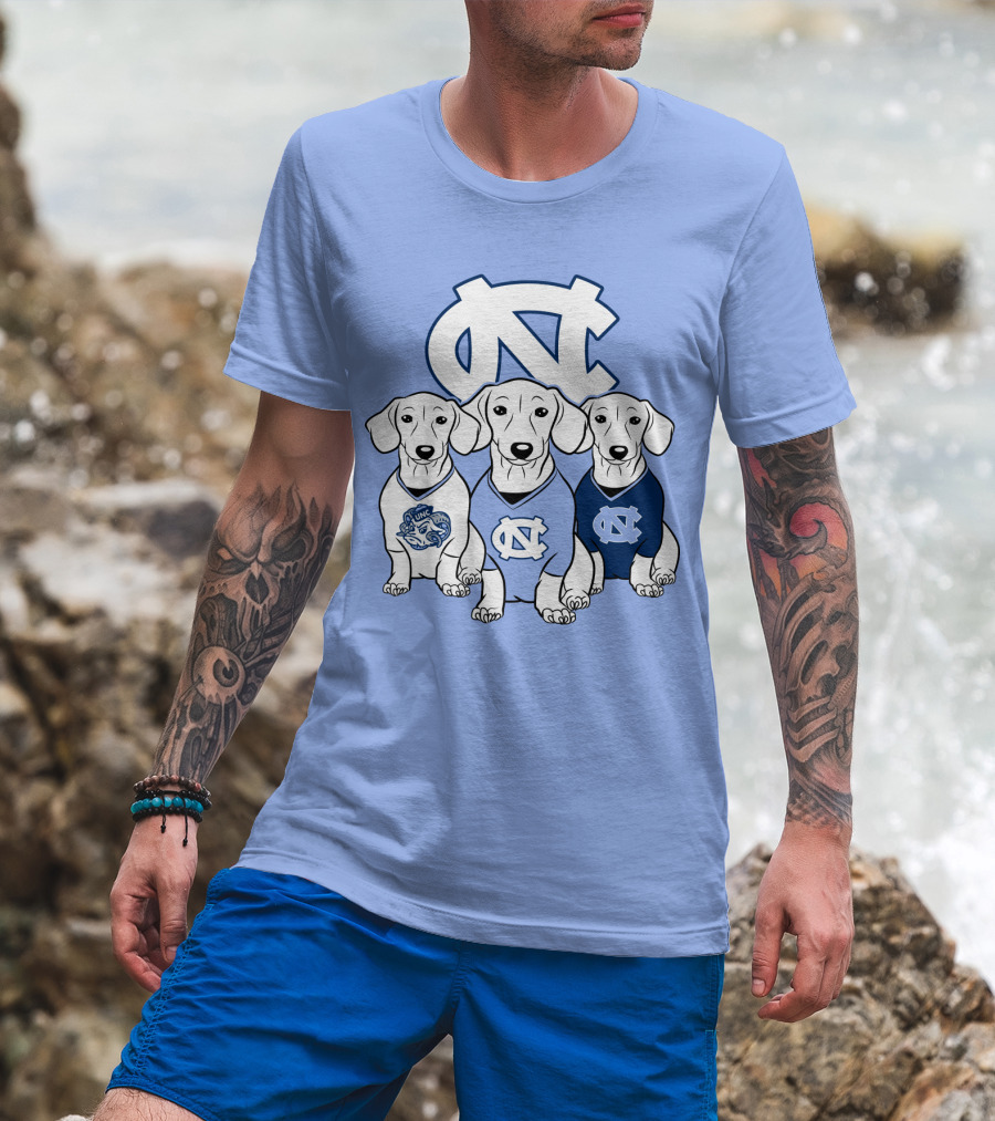 North Carolina Tar Heels  Dachshund Dogs T-Shirt