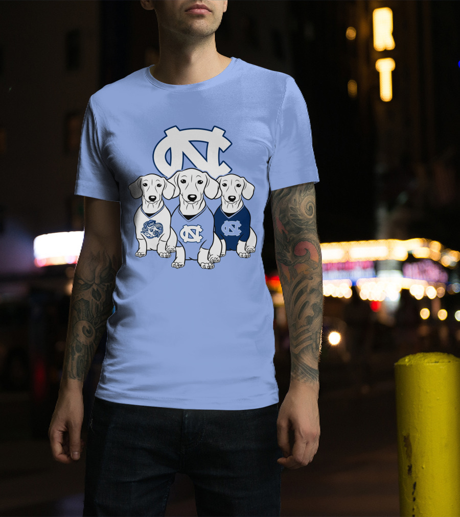 North Carolina Tar Heels  Dachshund Dogs T-Shirt