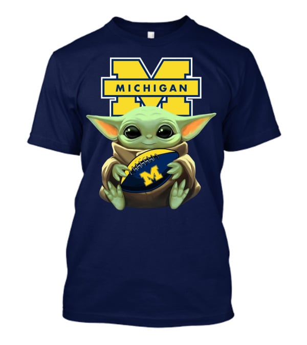 Michigan Wolverines Baby Yoda Football T-Shirt
