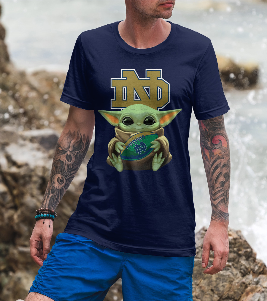 Baby Yoda Notre Dame Football Fan T-Shirt