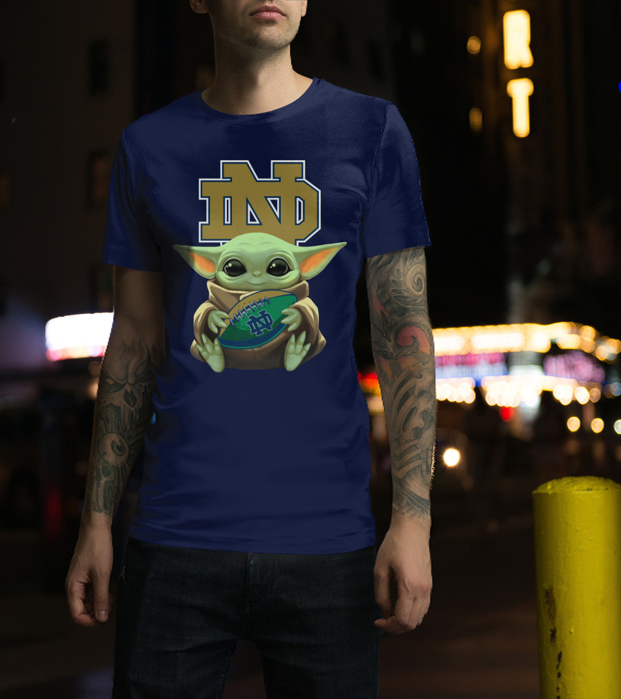 Baby Yoda Notre Dame Football Fan T-Shirt