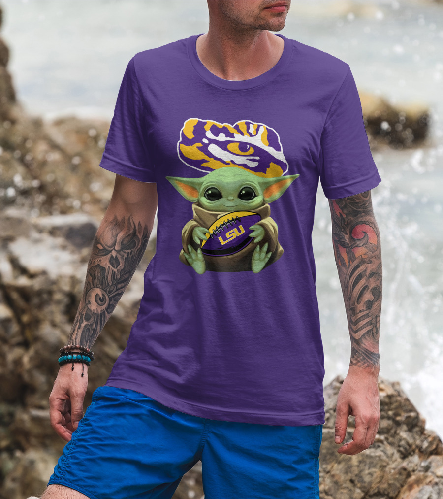 Baby Yoda Lsu Tigers Football Tiger Eye T-Shirt