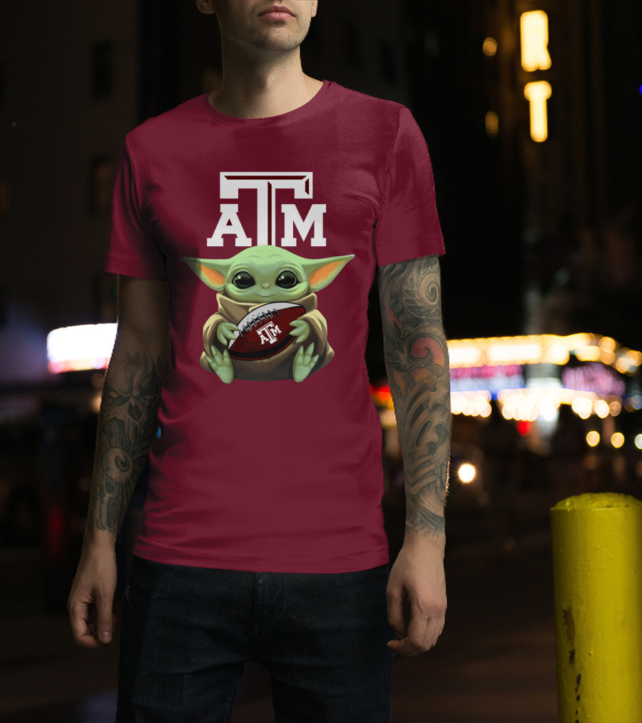 Texas A&M Aggies Baby Yoda Football T-Shirt