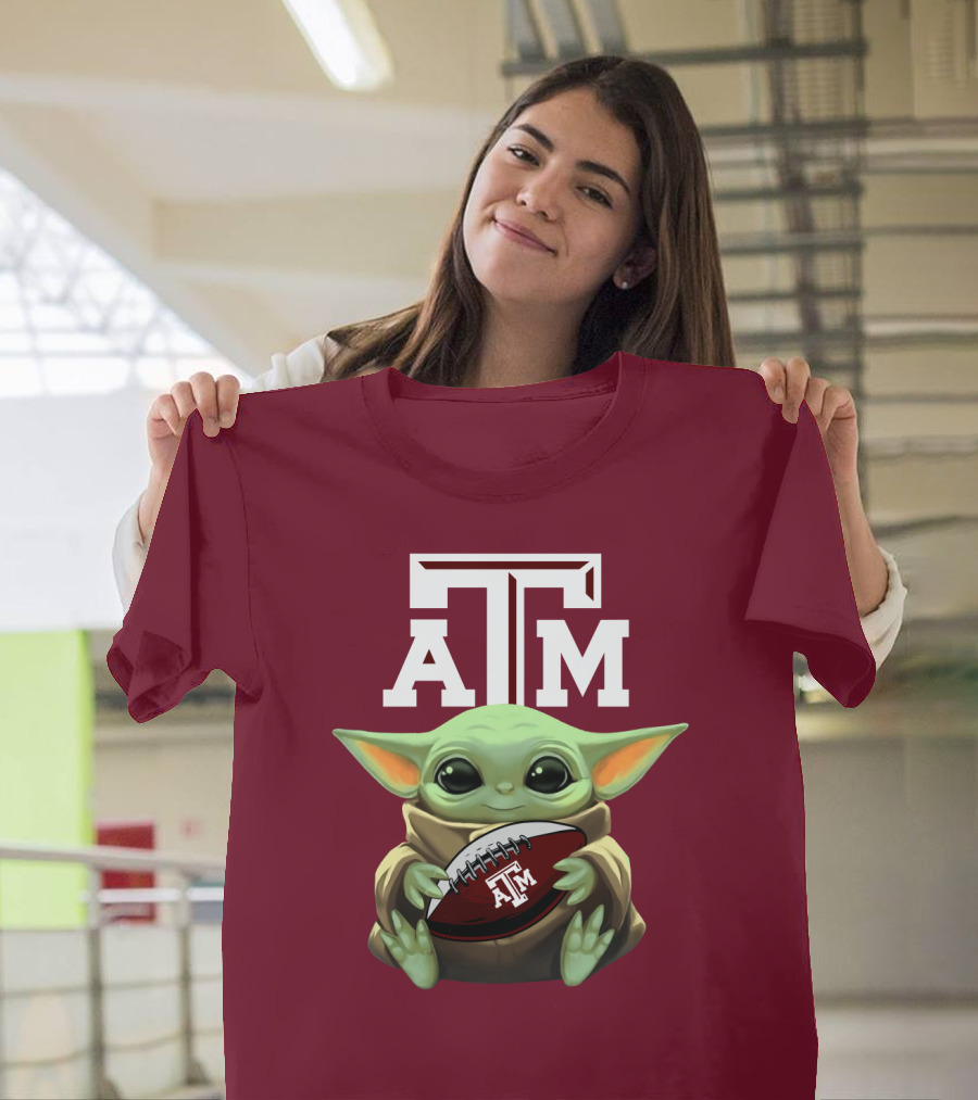 Texas A&M Aggies Baby Yoda Football T-Shirt