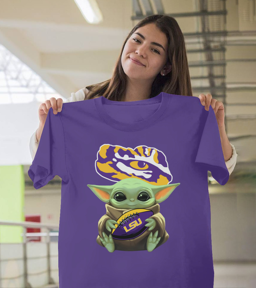 LSU Tigers Baby Yoda Football Fan T-Shirt