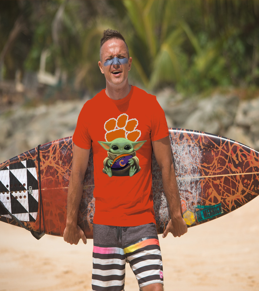 Clemson Tigers Baby Yoda Football Fan T-Shirt